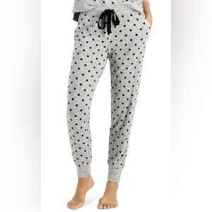 Alfani Women's Hacci Knit Jogger Lounge Pajama Pants, Gray Polka Dots, XXL